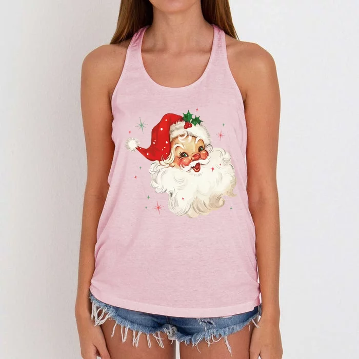 Vintage Retro Santa Christmas Gift Women's Knotted Racerback Tank