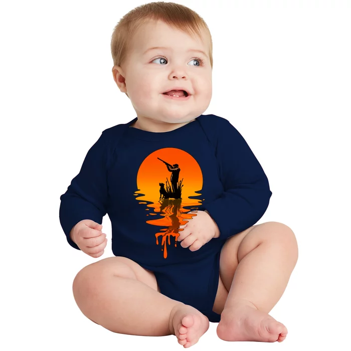 Vintage Retro Style Duck Hunting Gift Baby Long Sleeve Bodysuit