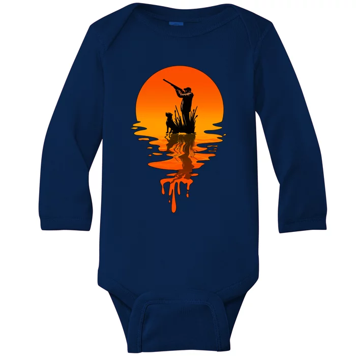 Vintage Retro Style Duck Hunting Gift Baby Long Sleeve Bodysuit