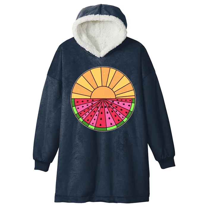 Vintage Retro Summer Sunshine Watermelon Hooded Wearable Blanket