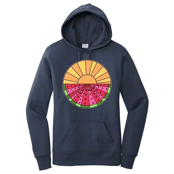 Vintage Retro Summer Sunshine Watermelon Women's Pullover Hoodie