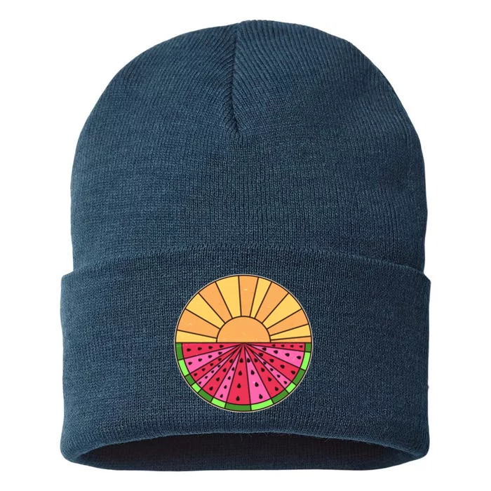 Vintage Retro Summer Sunshine Watermelon Sustainable Knit Beanie