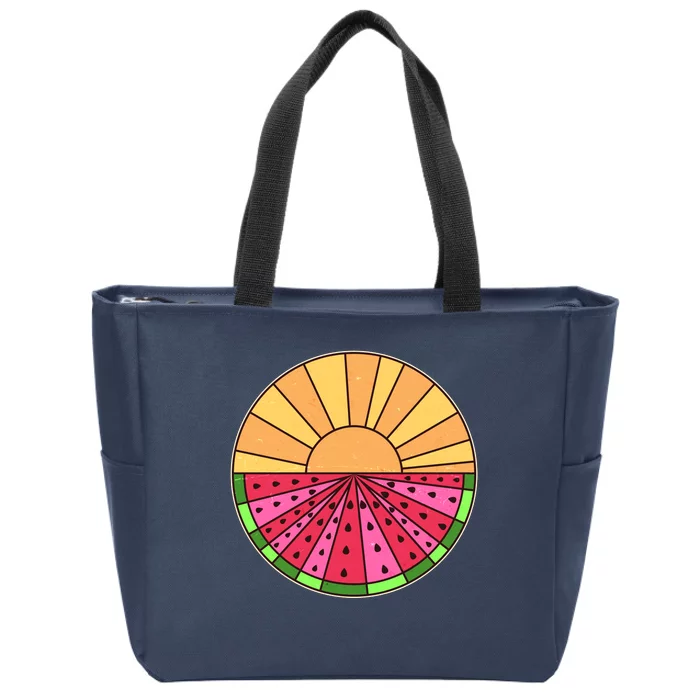 Vintage Retro Summer Sunshine Watermelon Zip Tote Bag