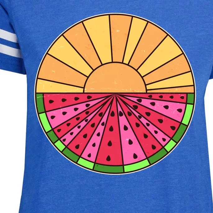 Vintage Retro Summer Sunshine Watermelon Enza Ladies Jersey Football T-Shirt