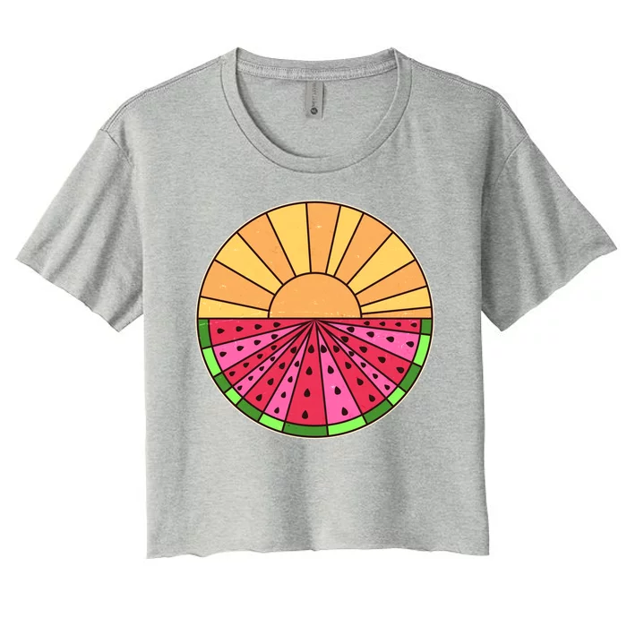 Vintage Retro Summer Sunshine Watermelon Women's Crop Top Tee