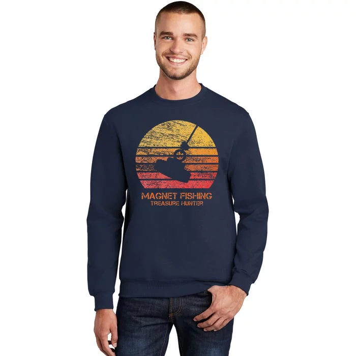 Vintage Retro Sunset Magnet Fishing Tall Sweatshirt