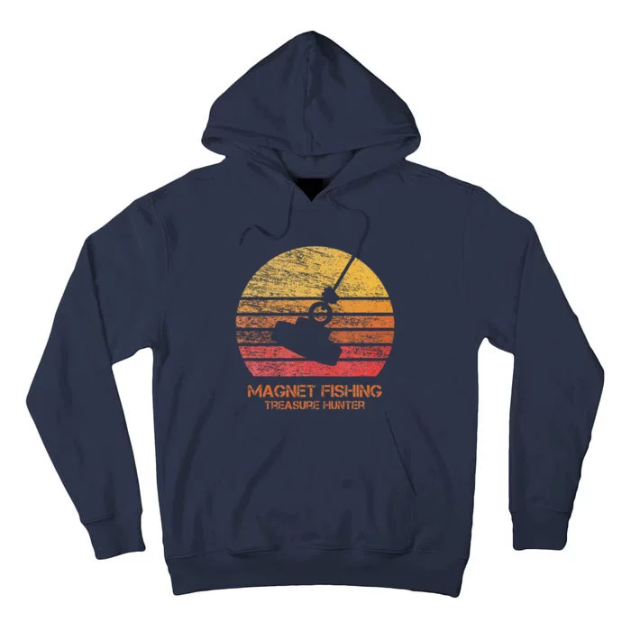 Vintage Retro Sunset Magnet Fishing Tall Hoodie