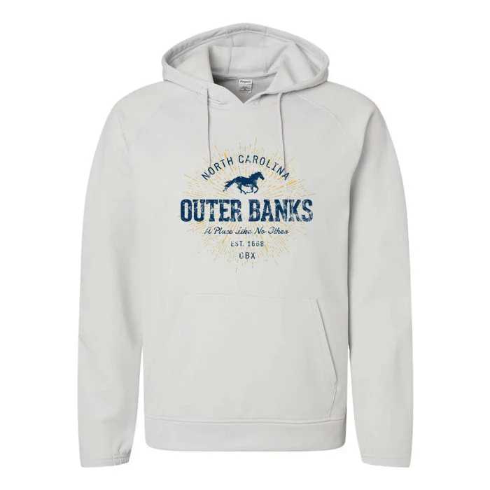 Vintage Retro Style O.U.T.E.R B.A.N.K Performance Fleece Hoodie