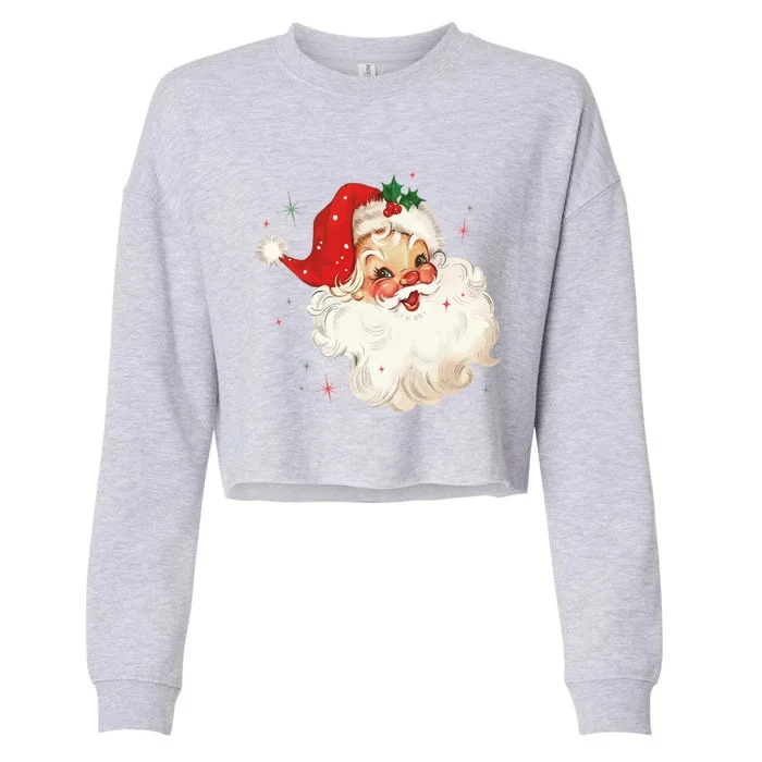 Vintage Retro Santa Christmas Great Gift Cropped Pullover Crew