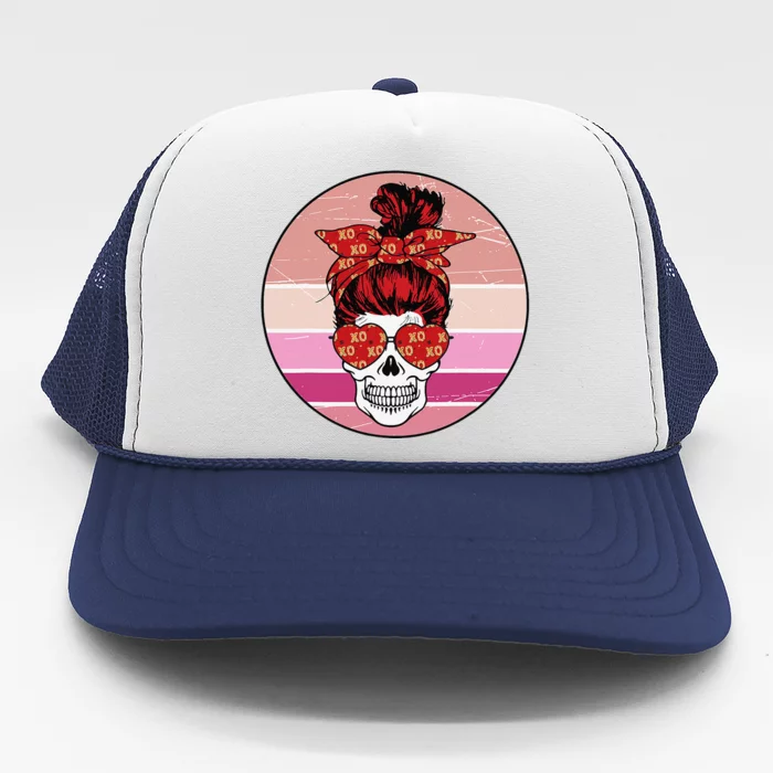 Vintage Retro Skull Valentine's Day Trucker Hat