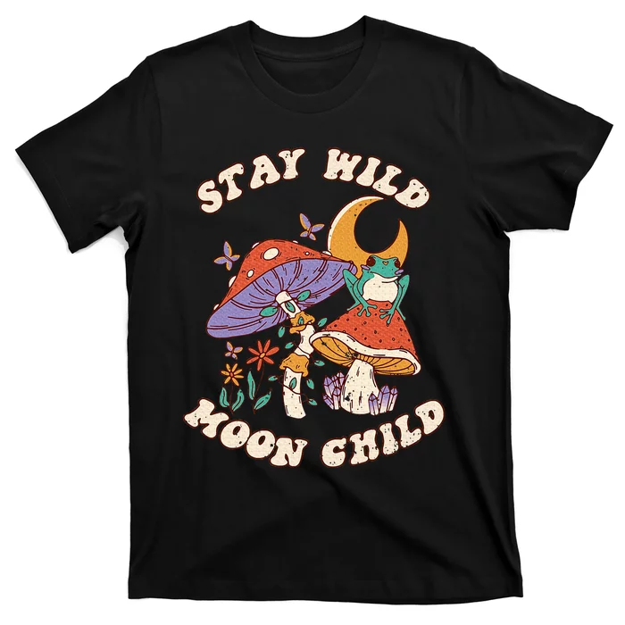 Vintage Retro Stay Wild Moon Child Frog Mushroom Hippie T-Shirt