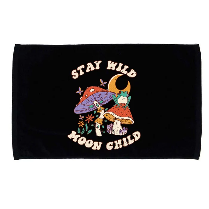 Vintage Retro Stay Wild Moon Child Frog Mushroom Hippie Microfiber Hand Towel