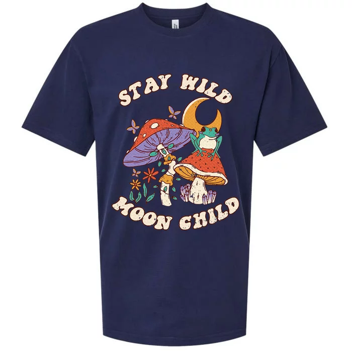 Vintage Retro Stay Wild Moon Child Frog Mushroom Hippie Sueded Cloud Jersey T-Shirt