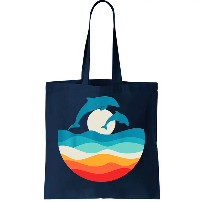 Vintage Retro Summer Time Beach Dolphin Tote Bag