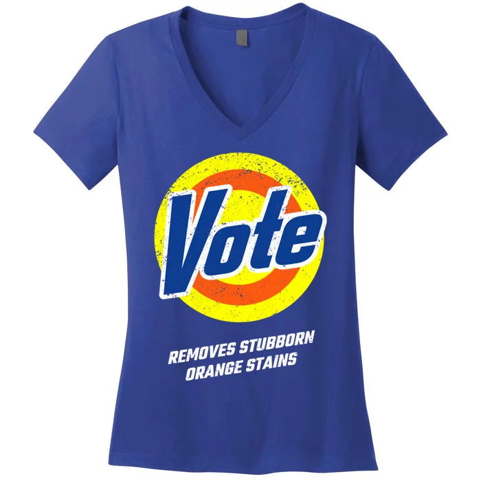 Vote Removes Stubborn Orange Stains Kamala Harris 2024 Meaningful Gift Women's V-Neck T-Shirt