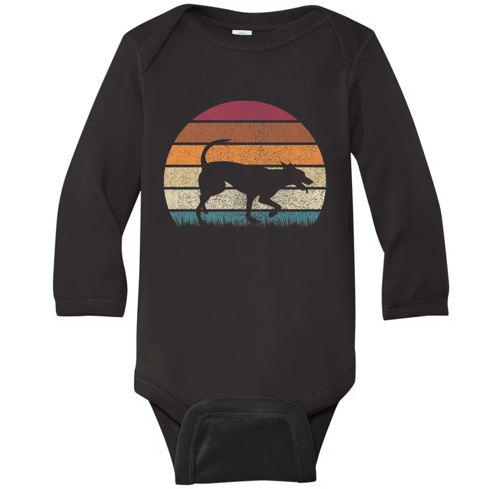 Vintage Retro Sunset Formosan Mountain Dog Lover Distressed Premium Baby Long Sleeve Bodysuit