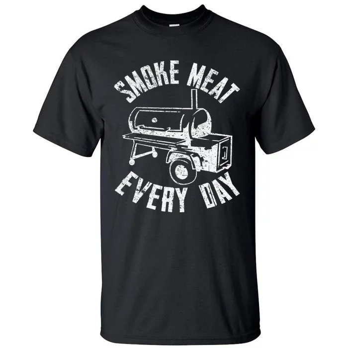 Vintage Retro Smoke Meat Everyday Funny BBQ Smoker Grilling Tall T-Shirt