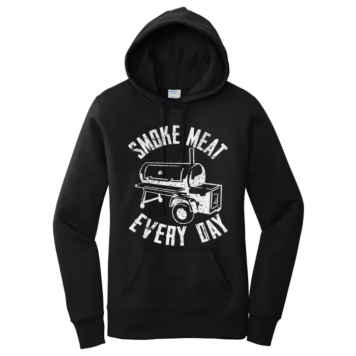 Vintage Retro Smoke Meat Everyday Funny BBQ Smoker Grilling Women's Pullover Hoodie