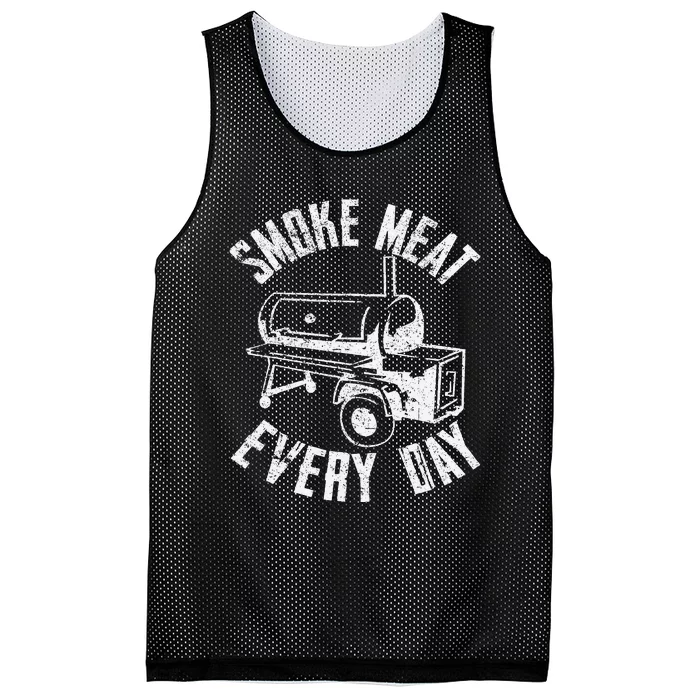 Vintage Retro Smoke Meat Everyday Funny BBQ Smoker Grilling Mesh Reversible Basketball Jersey Tank