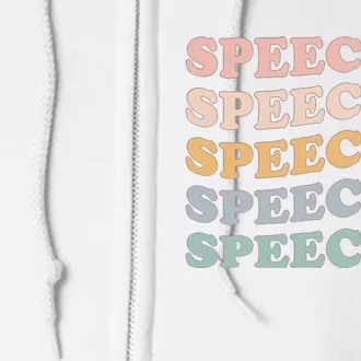 V4Z5 Retro Speechie Speech Language Pathologist Therapy Full Zip Hoodie