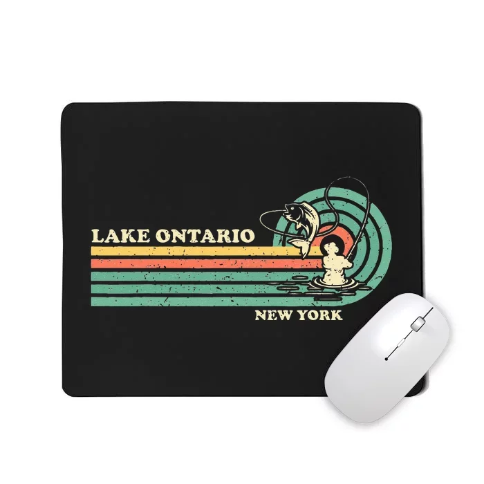 Vintage Retro Summer Fishing New York Ontario Lake Mousepad