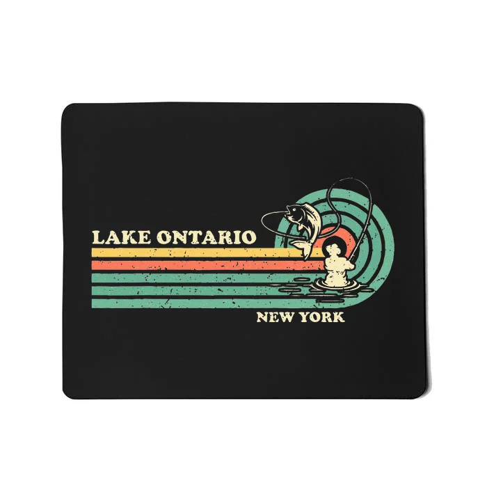 Vintage Retro Summer Fishing New York Ontario Lake Mousepad