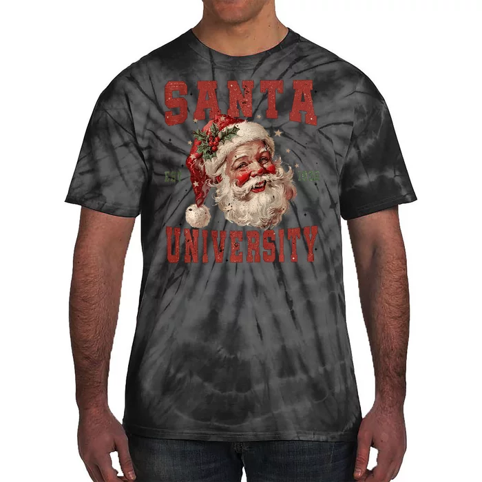 Vintage Retro Santa Claus Face Funny Christmas Tie-Dye T-Shirt