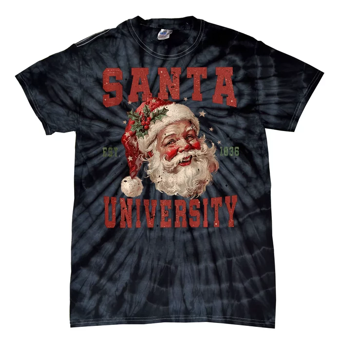 Vintage Retro Santa Claus Face Funny Christmas Tie-Dye T-Shirt