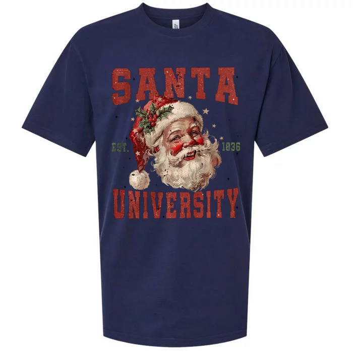 Vintage Retro Santa Claus Face Funny Christmas Sueded Cloud Jersey T-Shirt