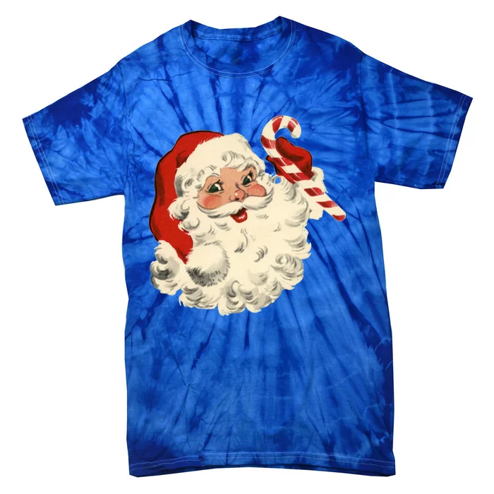 Vintage Retro Santa Claus Candy Cane Christmas Holiday Gift Tie-Dye T-Shirt