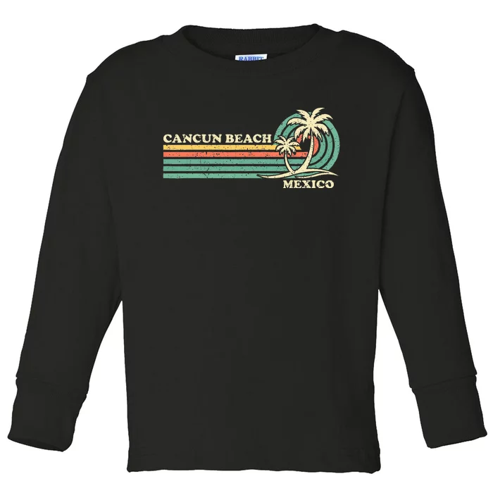 Vintage Retro Summer Vacation Mexico Cancun Beach Toddler Long Sleeve Shirt