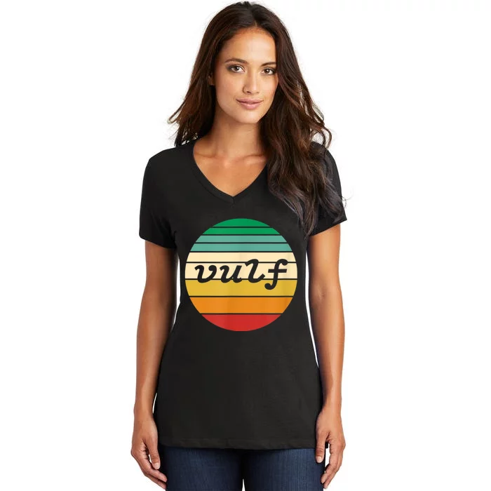 Vulf Retro Sunset Vulfpeck Design Women's V-Neck T-Shirt