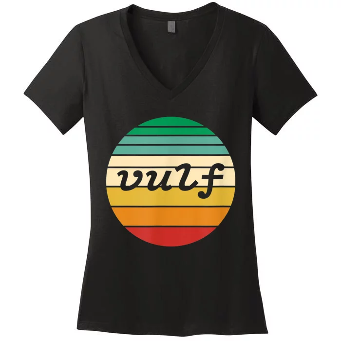 Vulf Retro Sunset Vulfpeck Design Women's V-Neck T-Shirt