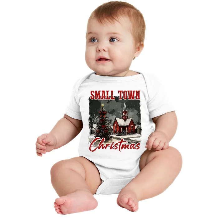 Vintage Retro Small Town Christmas Baby Bodysuit