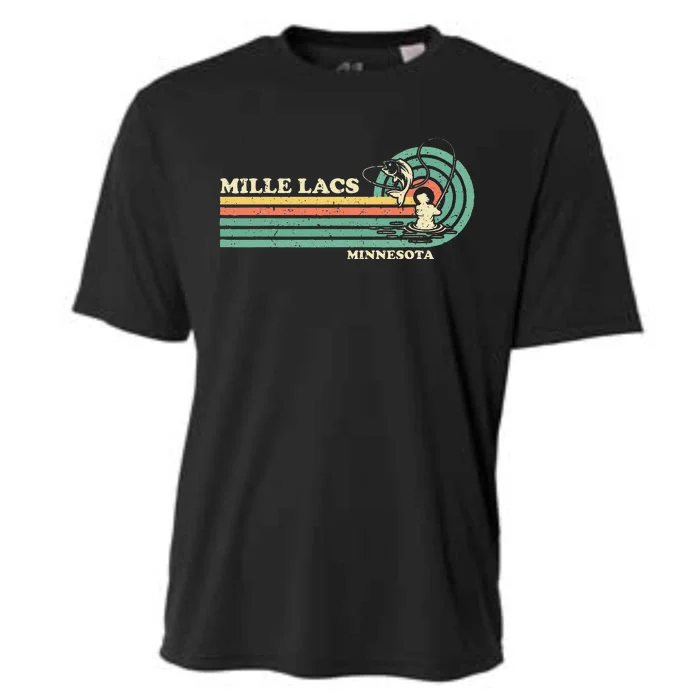 Vintage Retro Summer Fishing Minnesota Mille Lacs Lake Cooling Performance Crew T-Shirt