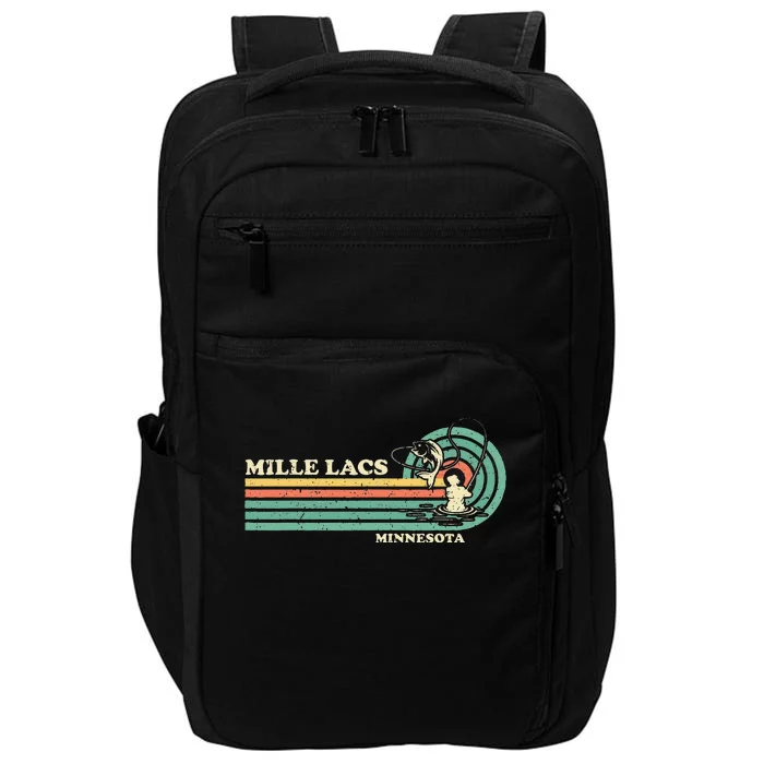 Vintage Retro Summer Fishing Minnesota Mille Lacs Lake Impact Tech Backpack