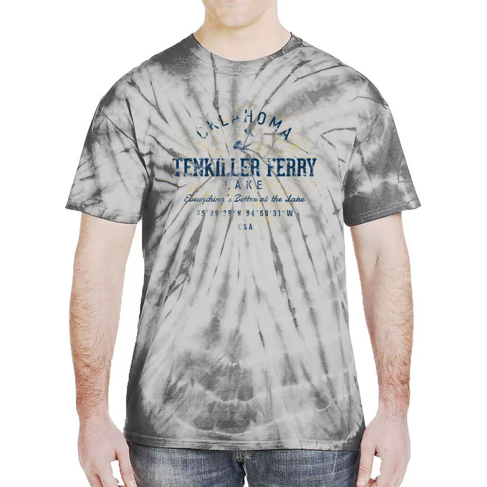 Vintage Retro Style Tenkiller Ferry Lake Tie-Dye T-Shirt