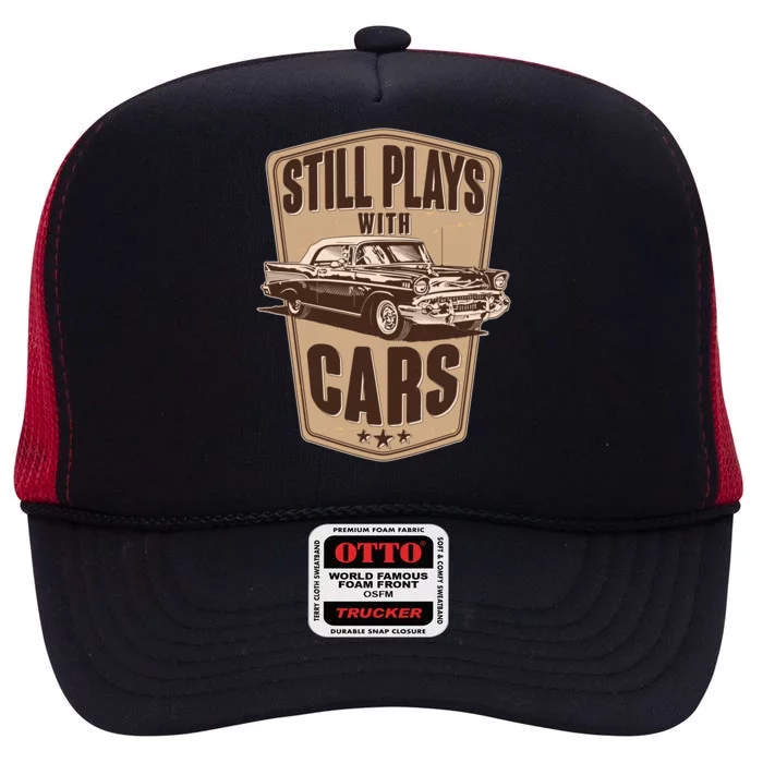 Vintage Retro Still Plays With Cars High Crown Mesh Trucker Hat