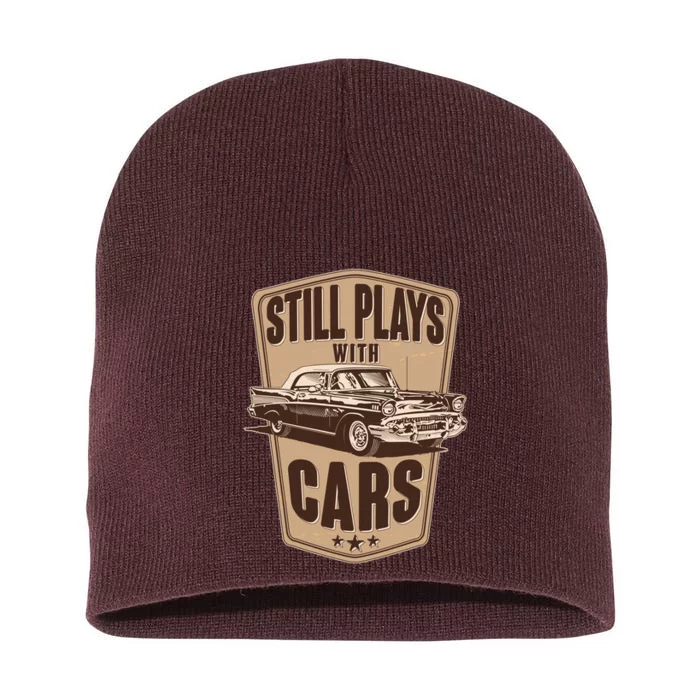 Vintage Retro Still Plays With Cars Short Acrylic Beanie