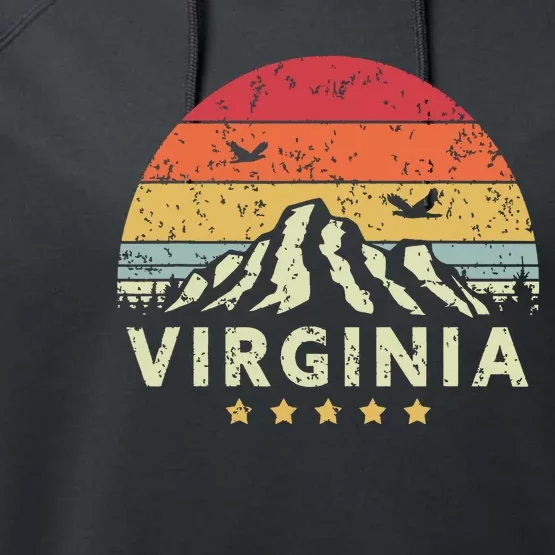 Virginia Retro Style Va Usa Performance Fleece Hoodie