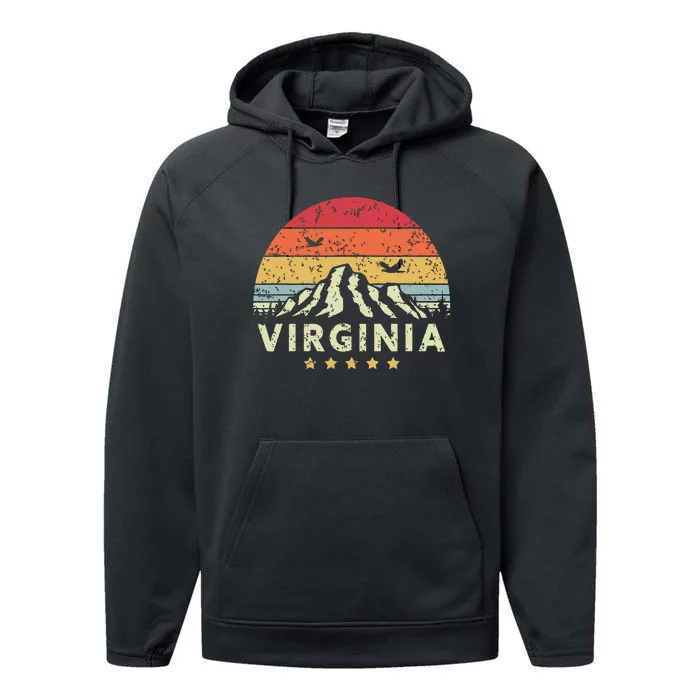 Virginia Retro Style Va Usa Performance Fleece Hoodie