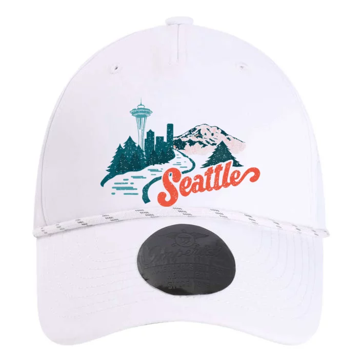 Vintage Retro Seattle Skyline And Nature Landscape Performance The Dyno Cap