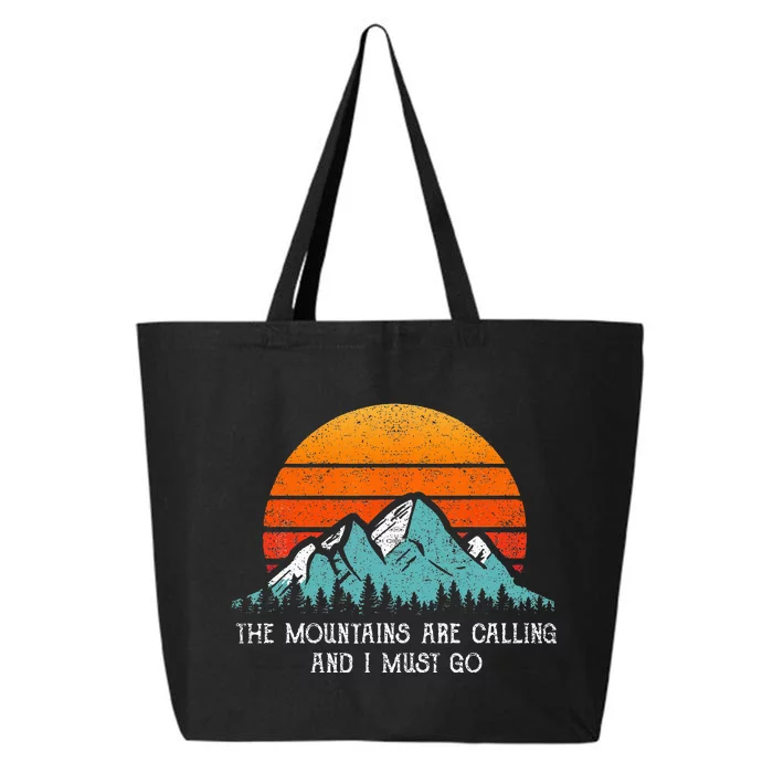 Vintage Retro Sun The Mountains Are Calling & I Must Go 25L Jumbo Tote