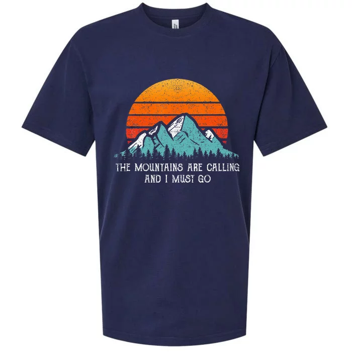 Vintage Retro Sun The Mountains Are Calling & I Must Go Sueded Cloud Jersey T-Shirt