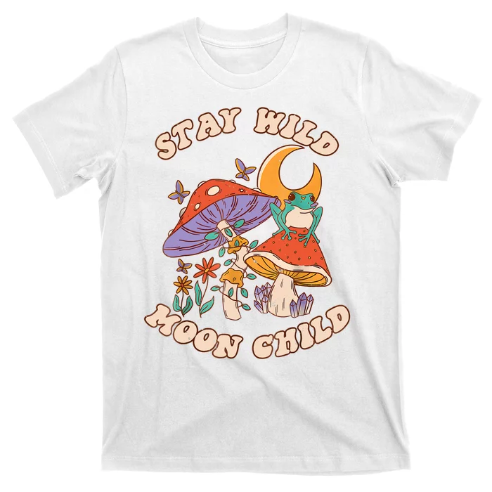 Vintage Retro Stay Wild Moon Child Frog Mushroom Hippie T-Shirt