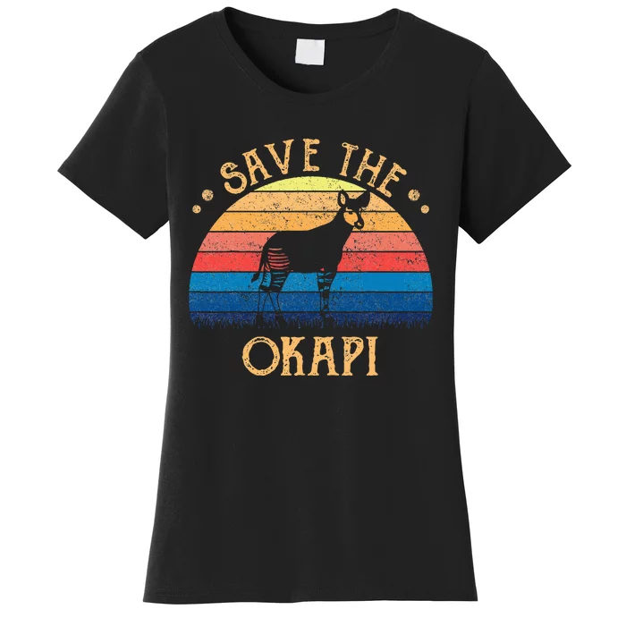 Vintage Retro Sunset Save The Okapi Women's T-Shirt