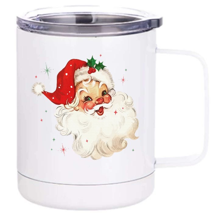 Vintage Retro Santa Christmas Front & Back 12oz Stainless Steel Tumbler Cup