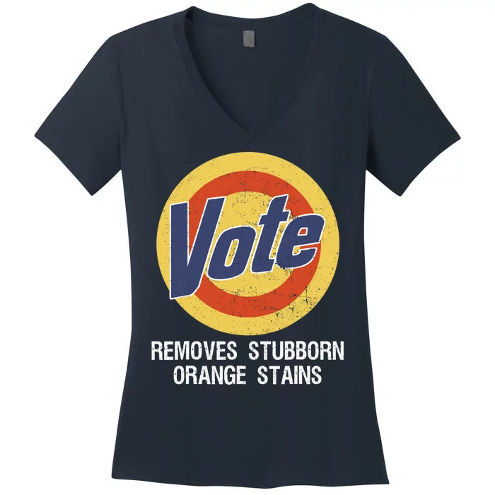 Vote Remove Stubborn Orange Stains Kamala Harris Lady Cat Women's V-Neck T-Shirt