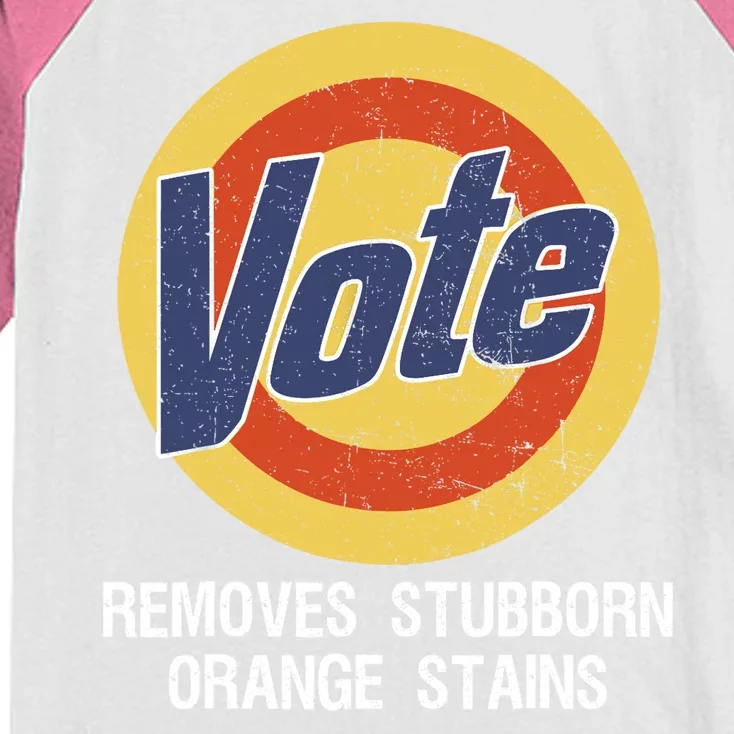 Vote Remove Stubborn Orange Stains Kamala Harris Lady Cat Kids Colorblock Raglan Jersey