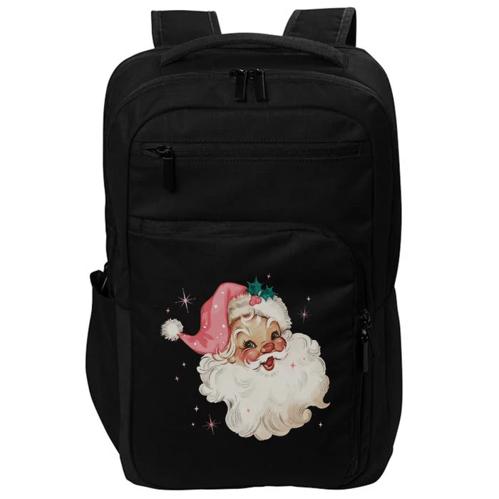 Vintage Retro Santa Christmas Pink Hat Impact Tech Backpack